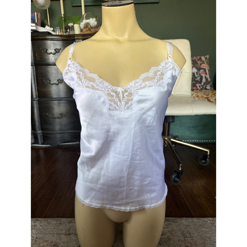 Vintage Maidenform Something Special White Lace Camisole Satin Top Size 38 USA‎